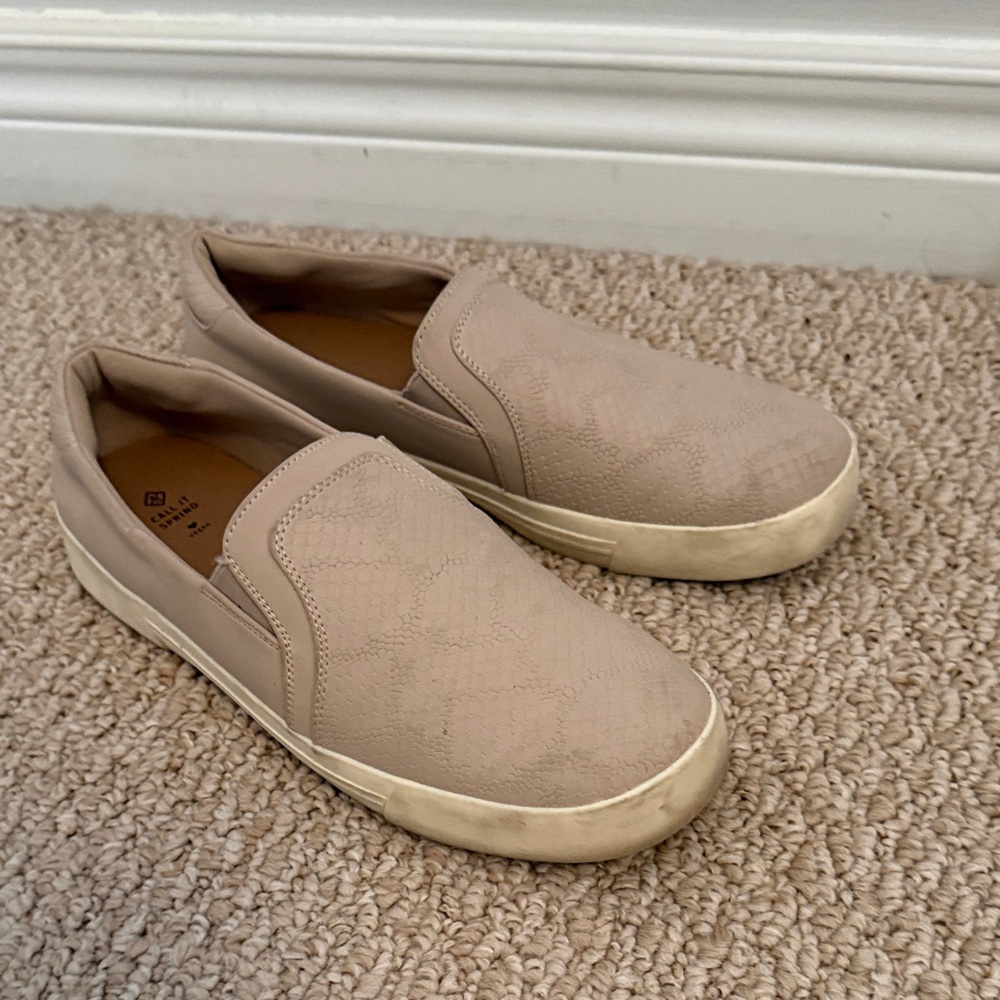 Call It Spring Women's Tan Slip-On Flats